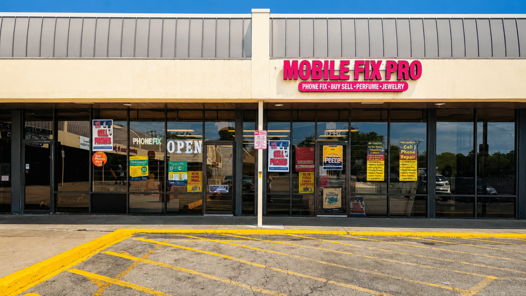 Front view of Mobilefixprousa mobile accessories store in Dayton